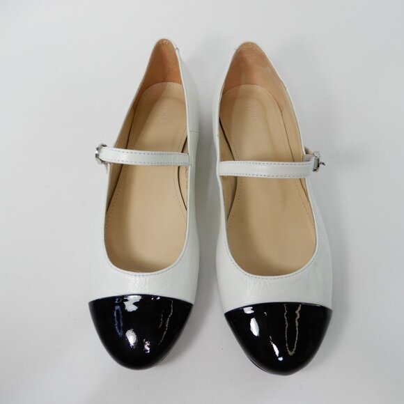 ALOHAS Musa Leather Mary Jane Ballet Flat EU 38 7.5 Bicolor Black Cream NEW $180 - Picture 6 of 16